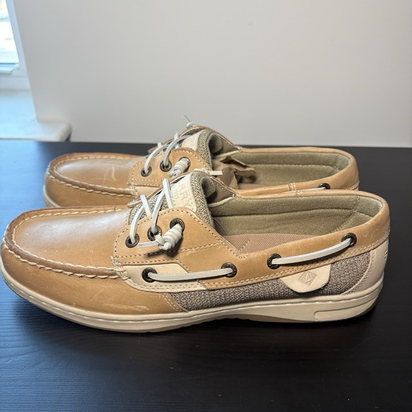 Sperry Other - Sperry Woman's Beige Boat Shoes Memory Foam Leather Lace Up Size 9.5